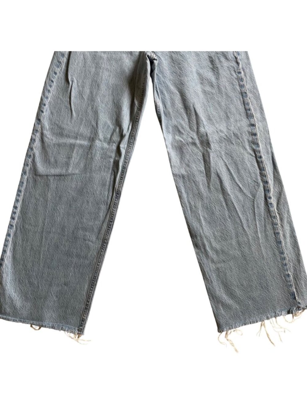 Abercrombie & Fitch Curve Love Low Rise Ultra Loose Jeans 27L Frayed Hem Light - Picture 2 of 9